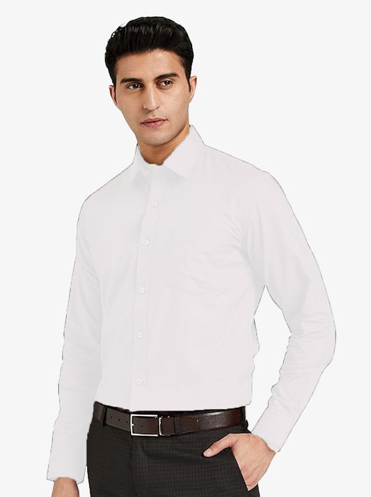 White Slim Fit Checked Casual Shirt